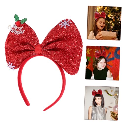 Healeved Großes Weihnachts Stirnband mit Schleife und Schneeflocken Deko Weicher Polsterung Bequemes Haarschmuck Accessoire für Weihnachtsfeiern Kostüme und Festliche Anlässe von Healeved