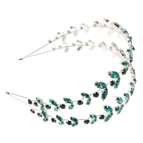 Healeved Grünes Haarreif mit Design Handgefertigtes Mehrlagiges Bridal Hair Vine Haarschmuck Modisches Hochzeits Leaf Headpiece für Damen und Mädchen Eleganter Haarschmuck für Festliche von Healeved