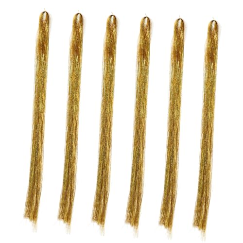 Healeved Haar Tinsel Set mit Metallic Strängen und Holz Häkelnadel Micro Ringen in Schwarz und Braun Clips Präzises Unsichtbares Haarverlängerungs Tool für Mädchen und Frauen von Healeved