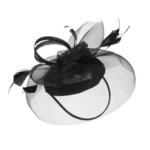 Healeved Haarbänder Haarnadelhut verzierte Stirnbänder für Damen frauen hochzeit hut Weiße Tea-Party-Hüte für Damen Partyhut Brautparty Fascinators Teeparty für Frauen Kunstfedern Schwarz von Healeved