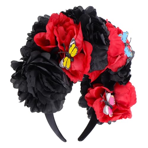 Healeved Haarband in Schmetterlingsfarbe festival kopfschmuck karneval kopfbedeckung Hochzeit Haarband Party Kopfbedeckung Feier Kopfbande Kostüm Blumenkostüm Damen Plastik Black von Healeved