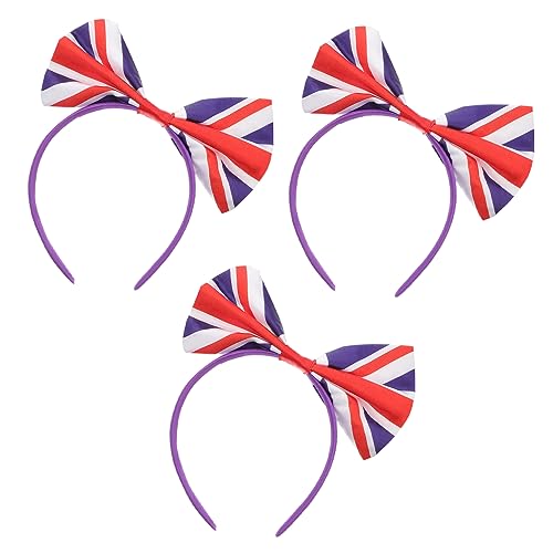 Healeved 3stücke Haarband Mit Schleife Und Uk-flaggenmuster Elastische Stirnbänder Für Partyfeste Bühnenauftritte Und Karneval Und Wiederverwendbar von Healeved