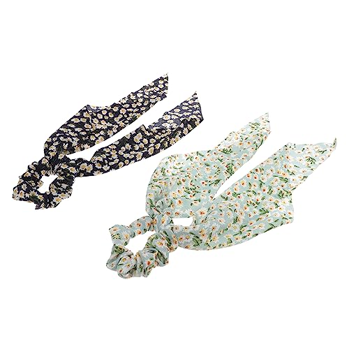 Healeved 2stücke Bedruckter Haargummi-schal Chiffon-haarringe Langes Haarseil Haargummis Für Frauen Und Damen von Healeved