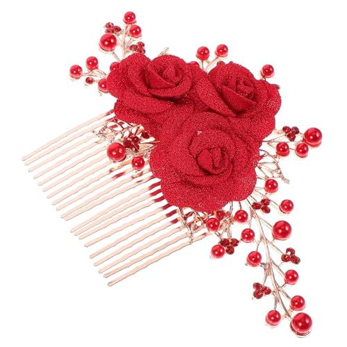 Healeved Hochzeits Haarkamm Mit Roten Blüten Und Kristallen Eleganter Brautschmuck Für Festliche Anlässe Für Hochzeiten Und Brautjungfern Handgefertigte Haaraccessoires von Healeved