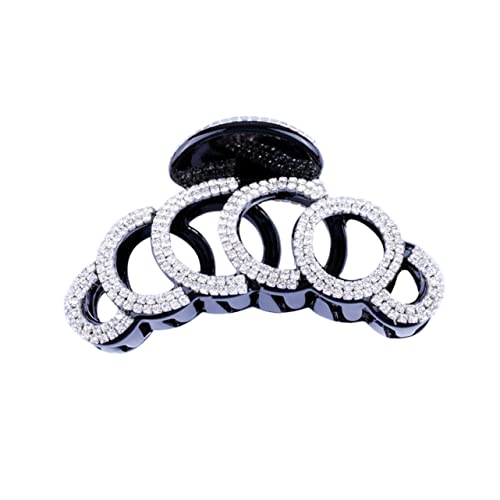 Healeved Haarklammer Runde Ringform Mit Strasssteinen Starker Haltbarkeit Haarspangen Eleganter Kopfschmuck Für Frauen Und Mädchen Schwarz von Healeved