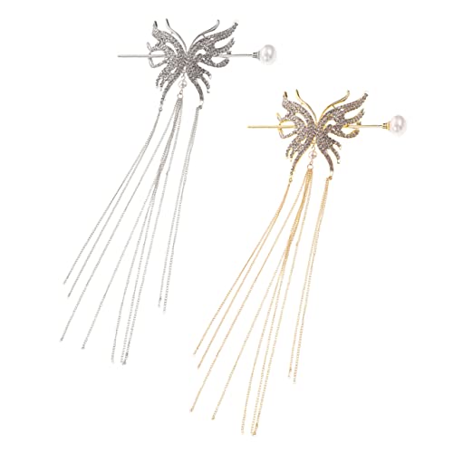 Healeved 2stücke Schmetterlings-haarnadeln Mit Quaste Elegante Haarstecker Für Damen Haarstyling-werkzeug Für Hochsteckfrisuren Und Perfektes Für Besondere Anlässe von Healeved