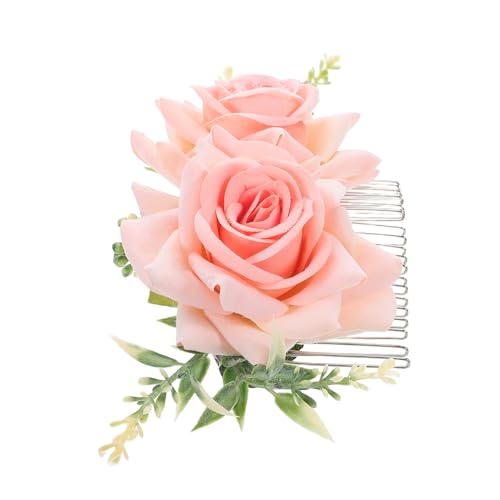 Healeved Kunstblume Rosa Haarspange Metall Seitlich Kamm Blumen Design Für Hochzeit Party Frisur Accessoire Schmuck Tragen Formell Mädchen Frau Veranstaltung Tragen Blume Geblümt von Healeved