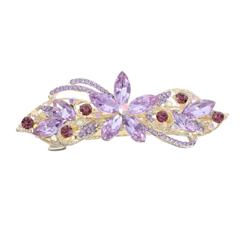 Healeved Jeweled Hair Clip Mit Strassblumen Für Damen Eleganter Haarschmuck Für Partys Und Besondere Anlässe Stabiler Federclip Für Sicheren Violette Farbgebung von Healeved