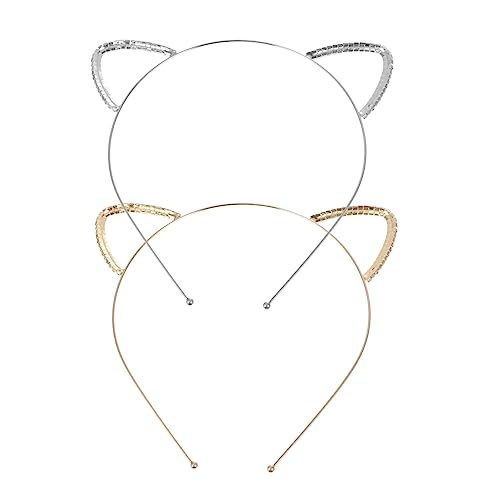 Healeved 2stücke Tierohren Haarband Aus Metall in Katzenohrform Entzückendes Kostüm Für Party Und Festivals Tierohren Stirnband Als Kostüm Accessoire Für Erwachsene Und Junge Mädchen von Healeved