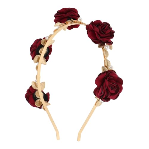 Healeved Rote Blumenkopfbedeckung Mit Perlen Für Hochzeiten Vintage Stirnband Für Bräute Stilvolle Haarschmuck Für Festivals Und Besondere Anlässe Accessoire Für Damen von Healeved