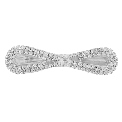 Healeved Haarspange mit Strass Schleife Funkelnde Haarklammer aus Zirkonia Silberner Entenmaul Clip für Damen und Mädchen Modischer Haarschmuck für Haartypen von Healeved