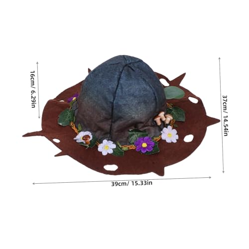 Healeved Halloween Hexenhut aus Robustem Filz Langlebig und mit Pilz Blumenkranz Leicht und Tragbar für Damen Herren Halloween Kostüm Party Cosplay Foto Accessoire von Healeved