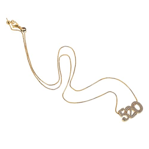Healeved Halskette Goldfarben Minimalistischer Anhänger Große Ziffern Liebe Symbol Kette für Freundin Frau Geburtstag Hochzeit Schmuck Party von Healeved