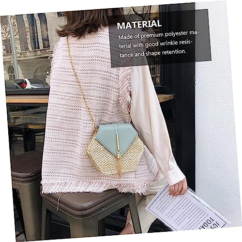 Healeved Handgefertigte Damen Strohtasche Grün mit Quaste Geflochtene Crossbody Bag Kleine Schultertasche Sommer Strandmode Vielseitig Tragbar als Umhängetasche oder Schultertasche von Healeved