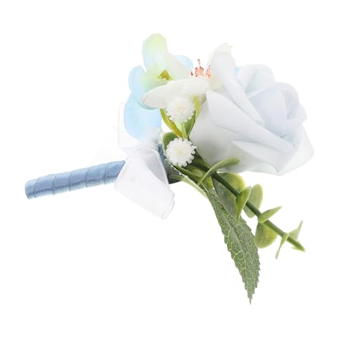 Healeved Handgefertigte Herren Boutonniere Anstecknadel Blaue Rosenbrosche Hochzeitsanstecker für Anzug Groomsmen Corsage Hochzeit Party Formelle Accessoires von Healeved