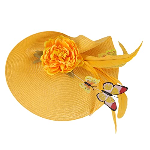 Healeved Damen Fascinator Hut Mit Schmetterlingsdekor Extravaganter Kopfputz Für Teeparty Hochzeit Und Bankett Handgefertigte Kopfbedeckung Im Strohstil von Healeved