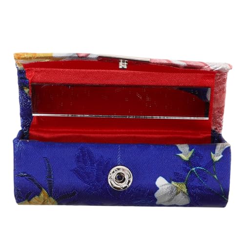 Healeved Seiden Lippenstift Tasche Mit Stickerei Und Integriertem Spiegel Tragbarer Lippenstift Organizer Für Reisen Kosmetiktasche Mit Blumenmuster Für Damen von Healeved