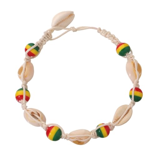 Healeved Handgefertigtes Boho Fußkettchen Damen mit Bunten Holzperlen und Muschel Anhänger Modische Knöchelketten Schmuck für Strand Party und Alltag Gesundes Material Vielseitig Tragbar von Healeved