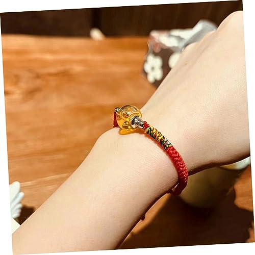 Healeved Handgefertigtes Chinesisches Armband mit Einstellbarem Roten Faden Glasperlen Anhänger Geflochtenes Glücksarmband für Damen und Herren Verstellbar Symbolisch für Neujahrssegen von Healeved