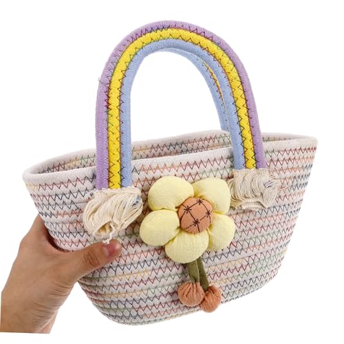 Healeved Handgewebte Handtasche Damen Bunt Große Tragetasche Modisch Vielseitig als Schulter und Handtasche Geeignet mit Regenbogenmuster für Trendbewusste Frauen von Healeved