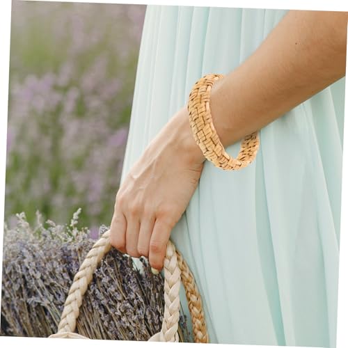 Healeved Handgewebtes Ethno Armband Damen Geflochtener Natur rattan Armreif Leichtes Komfortables Boho Schmuckstück Modisches Accessoire für Alltag und Festtagsoutfits von Healeved