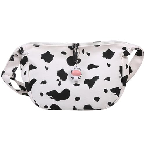 Healeved Harajuku Umhängetasche Damen Canvas Tasche mit Kuhmuster Modische Schultertasche mit Mehreren Fächern Leicht und Praktisch für Alltag Yoga Shopping und Freizeit von Healeved
