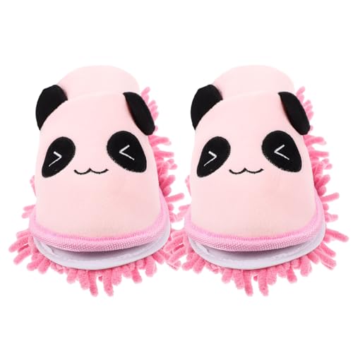 Healeved Hausschuhe Mop Slippers mit Mikrofaser sohle Wiederverwendbare Leise Bodenwischer Putzschuhe für Haushalt Küche Bad und Büro Cartoon design Einfache Reinigung Bücken oder Knien von Healeved
