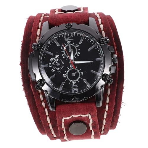 Healeved Herren Armbanduhr mit Rindslederband Verstellbare Retro Uhr für Männer Großer Ziffernblatt Robuste Hautfreundliche Uhr für Vater Partner von Healeved