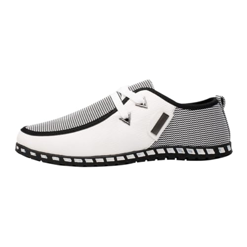 Healeved Herren Driving Shoes Atmungsaktive Leichte Komfortable Freizeit und Fahrschuhe Vielseitige Slipper in Weiß Robust und Einfach Anzuziehen von Healeved