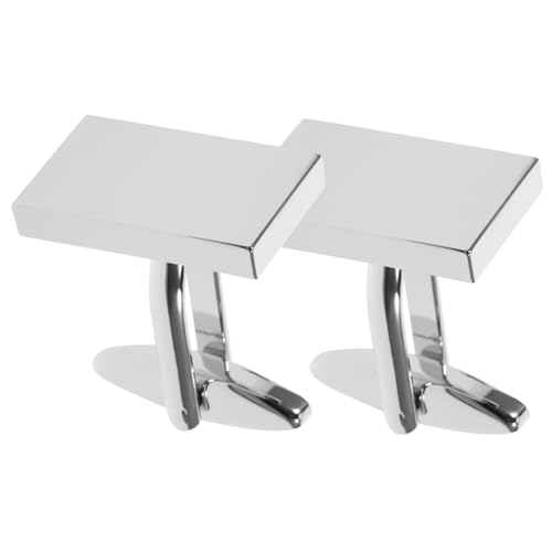 Healeved Herren Manschettenknöpfe Silber Rechteckiger Metall Cufflinks Hochzeitsaccessoire Anzug Schmuck Geschenkidee von Healeved