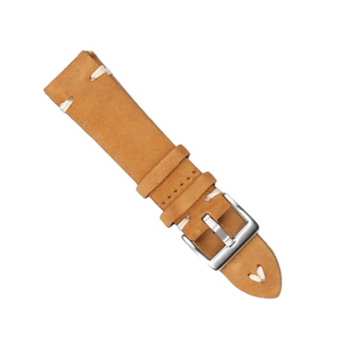 Healeved Herren Uhrenarmband aus Hochwertigem Wildmaterial Klassisches Braunes Armband mit Weißer Ziernaht Langlebiges Komfortables Ersatzband für Business und Freizeit von Healeved