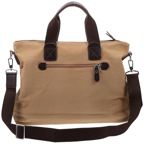 Healeved Herren Umhängetasche Hochwertigem Canvas Tragbare Business und Freizeittasche mit Verstellbarem Schultergurt Retro Stilvolle Handtasche für Reisen und Alltag Hellbraun von Healeved