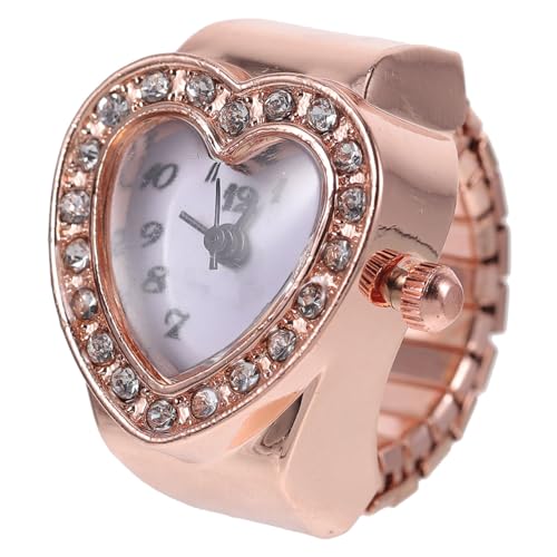 Healeved Herzform Damen Ring Uhr Quarz Ringuhr Aus Edelstahl Elastisch Valentinstagsgeschenk Für Frauen Zartes Design Für Jeden Anlass von Healeved
