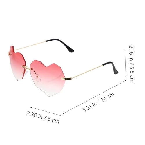 Healeved Herzförmige Damen Sonnenbrille rahmenlos UV schutz Leichte Modische Brille für Party Foto Requisiten und Alltag Gold Rahmen mit Farbverlauf von Healeved