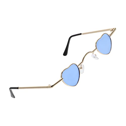 Healeved Herzförmige Sonnenbrille mit Blauem und Goldenem Rahmen Partybrille Lustige Leichte UV Schutz Sonnenbrille für Urlaub Festival und Freizeit von Healeved