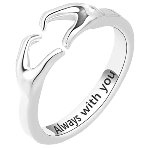 Healeved Herz Umarmungsring Offener Verstellbarer Ring Minimalistischer Damenring für Paare Hochzeits und Verlobungsgeschenke Modeschmuck für Besondere Anlässe von Healeved