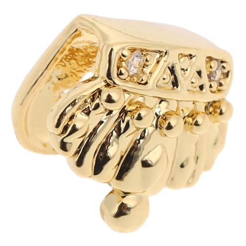 Healeved Hip Hop Gold Fake Teeth Cap Einzelner Zahn Grill mit Mikrozirkonia Kronenform Einzigartiges Party Halloween-Cosplay Schmuckaccessoire für Männer und Frauen von Healeved