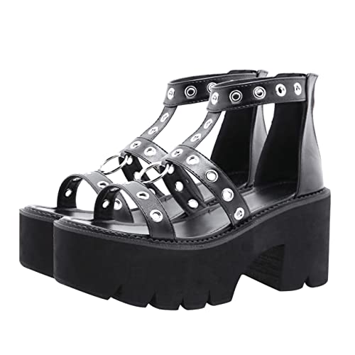 Healeved Hochwertige Damen High Heeled Sandalen mit Offenem Zehenbereich Rutschfeste Sohle Metallring Hohem Absatz und Komfortablem Design für Party Hochzeit und Alltag Schwarz von Healeved