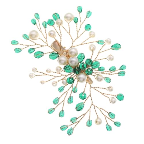Healeved Hochwertiger Braut Haarclip mit Künstlichen Perlen und Funkelnden Kristallen Eleganter Haarschmuck für Hochzeit Abendveranstaltung und Festliche Anlässe Handgefertigtes Grünes von Healeved