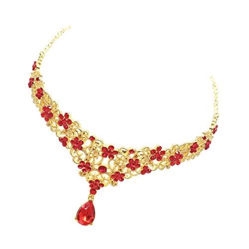 Healeved Hochzeit Haarband Spitzen-brautkette Mit Strass-crown Vorderansicht Stilvolles Accessoire Für Frauen Und Mädchen in Rot Für Besondere Anlässe Partys Oder Alltag von Healeved