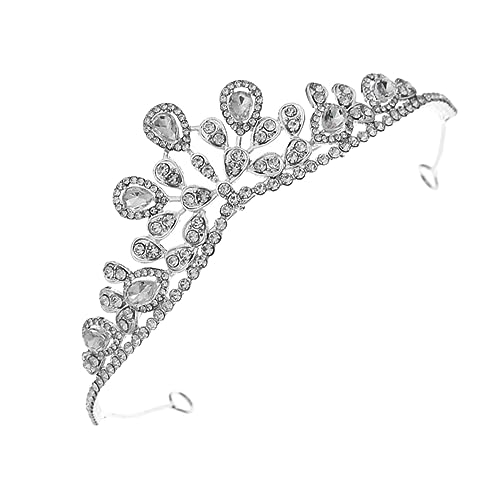 Healeved Hochzeit Krone Haarschmuck Damen Braut Tiara Stirnband mit Strass Geburtstagskrone Komfortabel und Sicher für Hochzeitsfeier und Braut Styling von Healeved