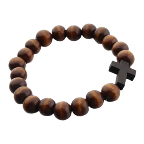 Healeved Holzperlen Armband mit Kreuzanhänger Handgefertigtes Schmuckstück für Damen Stilvolles Accessoire für Langlebig und Perfektes zur Firmung für Alltag von Healeved