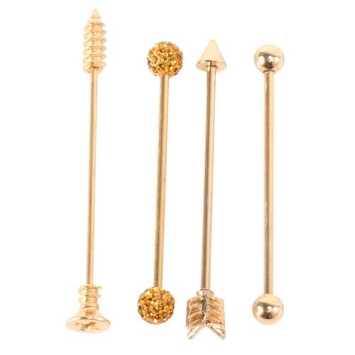 Healeved Doppelte Ohrlöcher Ohrstecker Mit Vergoldeten Pfeilförmigen Langhanteln Aus Rostfreiem Metall Für Ohrknorpel Piercing Ohrschmuck Für Frauen Und Männer von Healeved