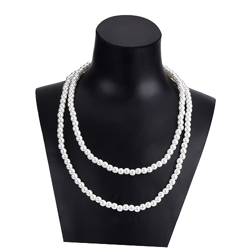 Healeved Jahre Kostüm Zubehör Set Perlen Halskette Schwarze Satin Handschuhe und Halter für Vintage Partys und Ballveranstaltungen von Healeved