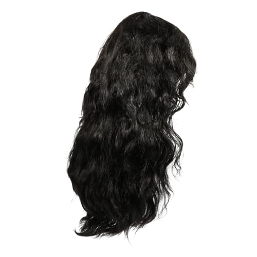 Healeved Jahre Lange Schwarze Perücke für Herren Punk Cosplay Perücke Rocker Look für Karneval Halloween Partys Hochwertige Haartolle Temperaturbeständigem Material von Healeved