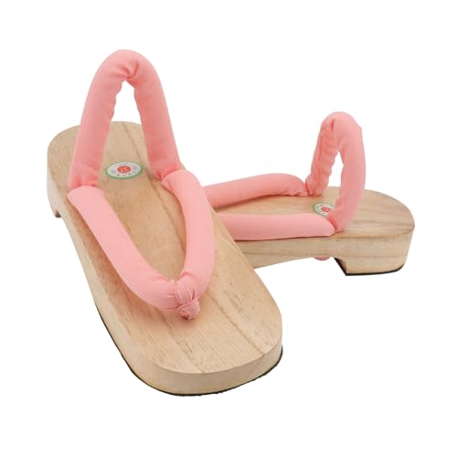 Healeved Japanische Holzclogs Damen Sommer Hausschuhe mit Rutschfester Gummisohle Modische Runde Zehen Akzent Passend für Fuß von Healeved