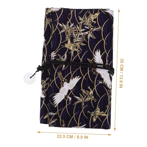 Healeved Japanischer Stil Make up Pinsel Aufbewahrungstasche mit Fächern Großer Kapazität Rollbare Kosmetik Pinsel Organizer Tragbarer Makeup Brush Storage Pouch in Blau Weiß für Reisen von Healeved