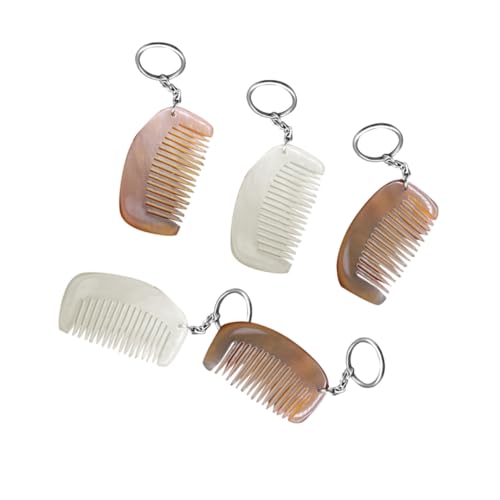 Healeved 2stücke Natürlicher -horn-kamm Schlüsselanhänger Mini-kamm Anhänger Kreatives Hängedekor Taschenanhänger Muster b Gebogener von Healeved