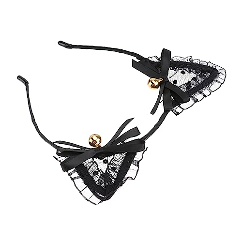 Healeved Katzenohren Haarreif Mit Spitze Niedliches Party-haaraccessoire Für Festivals Elastisches Stirnband Für Damen Und Dekorative Kopfbedeckung Mit Liebevollen Details Und Glocke von Healeved