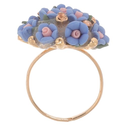 Healeved Keramik Blütenring Damen Leicht Robust Stilvoll Modisches Blumen Design Verstellbar für Alltag Party Geschenk für Freundin und Ehefrau Glatte Oberfläche Langlebig Modisches von Healeved